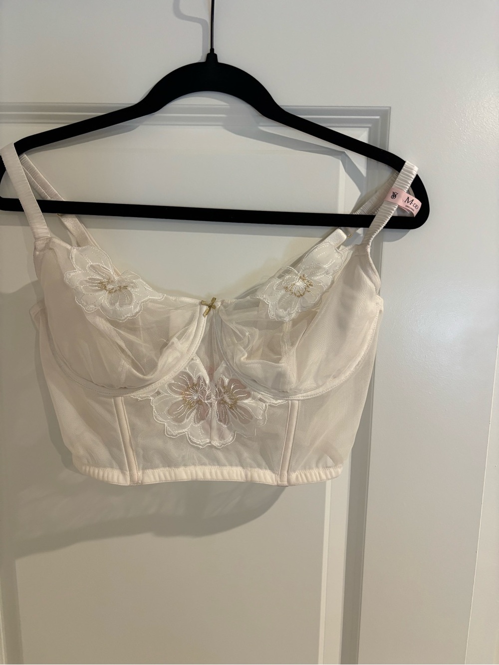 Victoria's Secret Cream Floral Sheer Longline Bralette/Corset